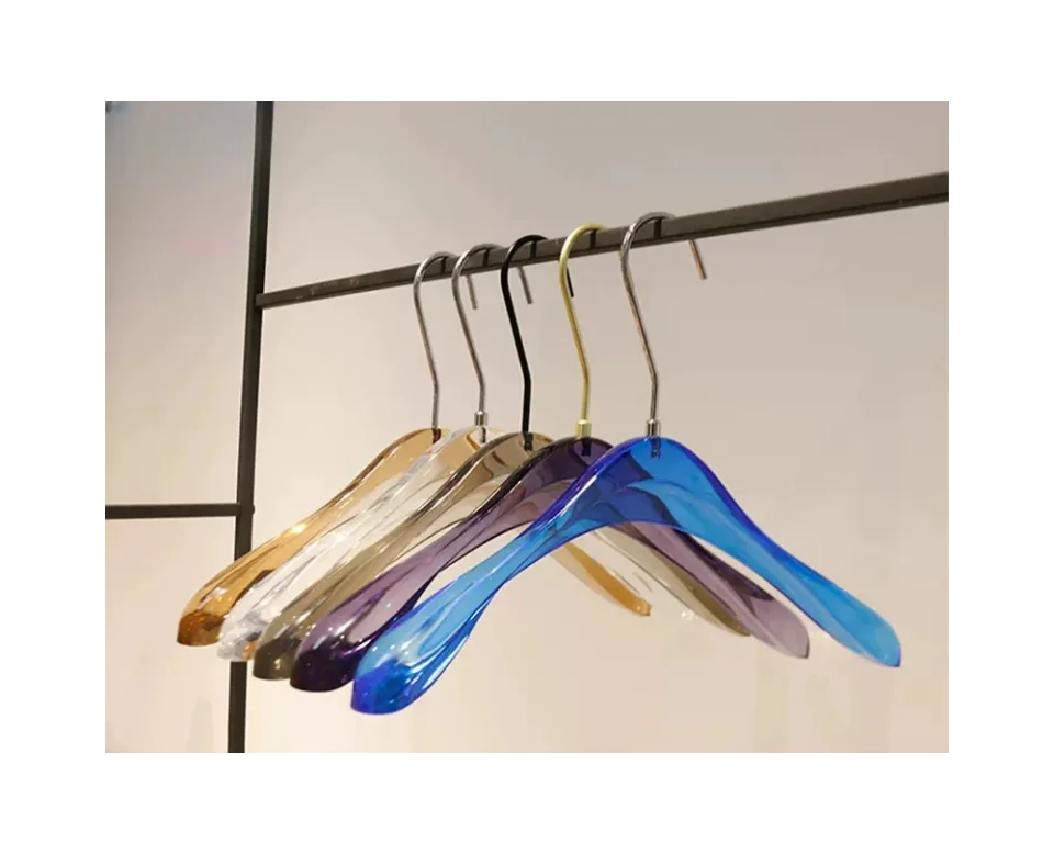 Custom Luxury Acrylic Suit Clothes Hanger Women Men Clothing Transparent Pants Hangers Clear Plastic Hanger For Clothing Store