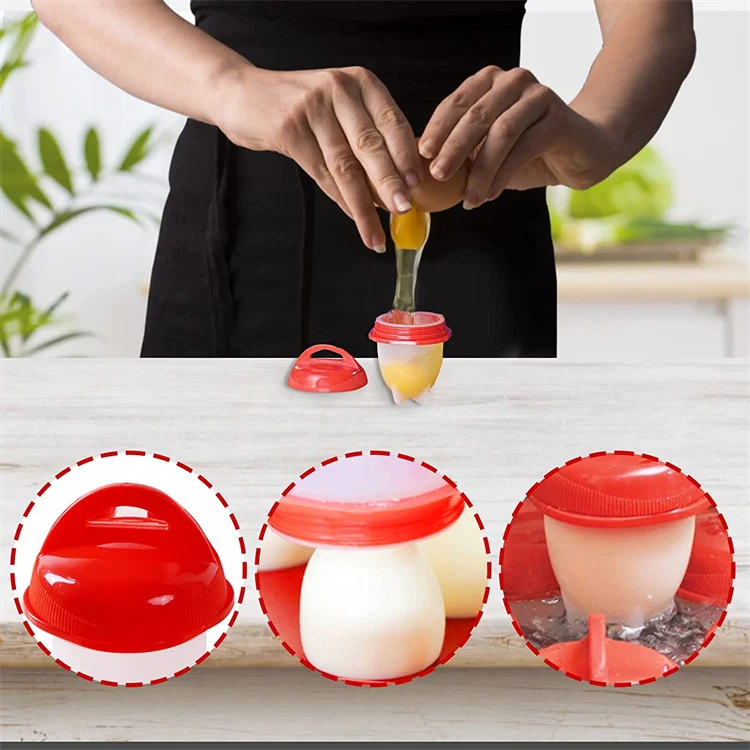 6Pcs/Set Egg Poachers Cooker Silicone Non-Stick Egg Boiler Cookers Pack Boiled Eggs Mold Cups Steamer Kitchen Gadgets Tools