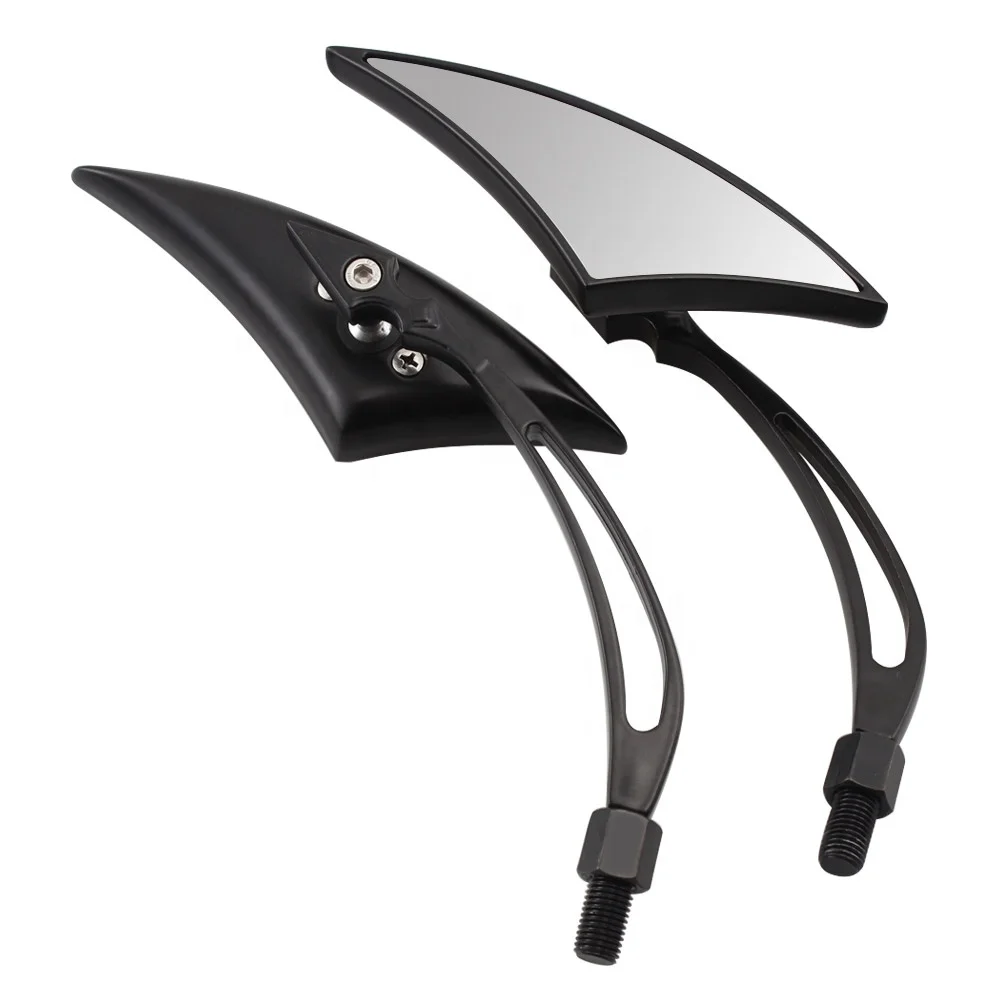 Triangle Custom Rearview Mirrors Black Chrome For Harley Touring Cruiser Chopper Bobber Motorcycle Universal Blind Spot Mirror