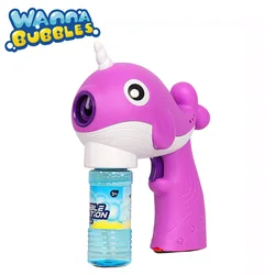 LED light up summer wedding party toy narwhal soap water bubbles blaster whale electronic bubble gun