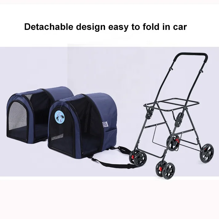 Newest design twins dog stroller pet carriage double pet stroller