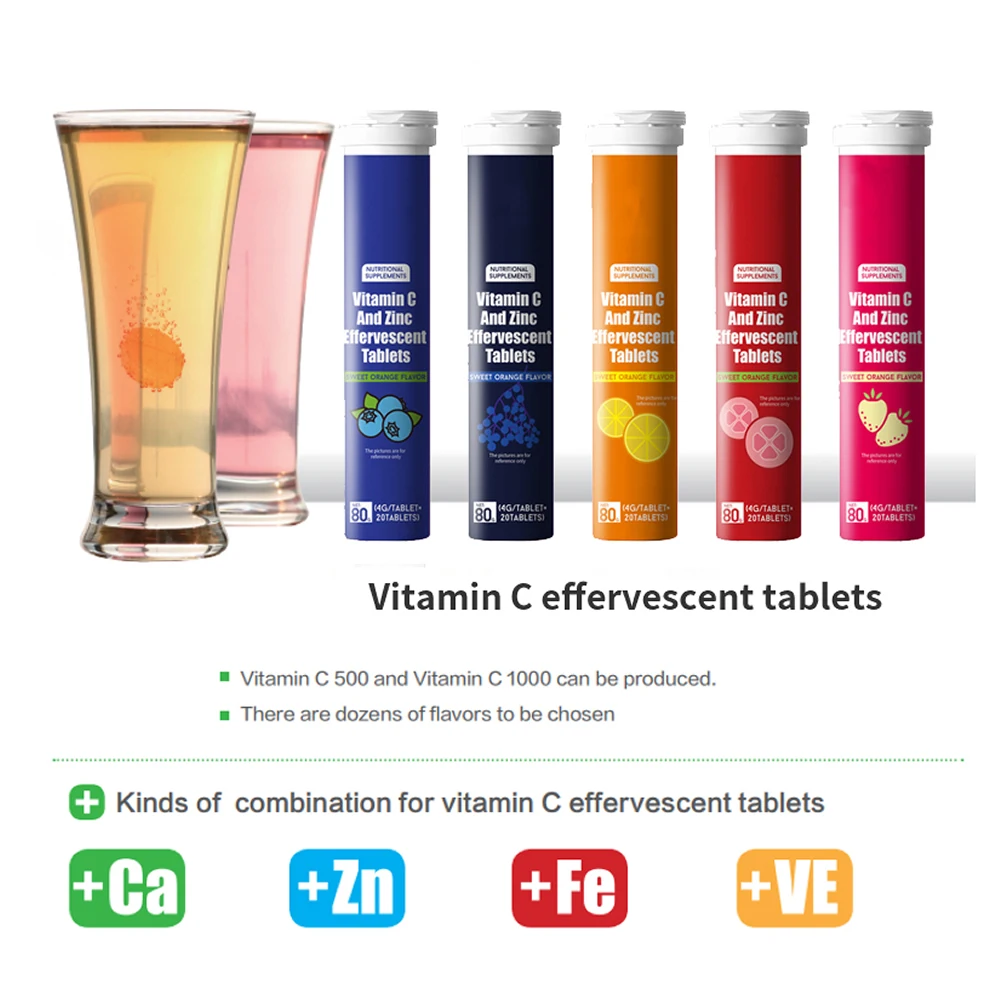 Yiling Vitamin C and zinc Effervescent Tablets Whitening Orange Juice Improve immunity