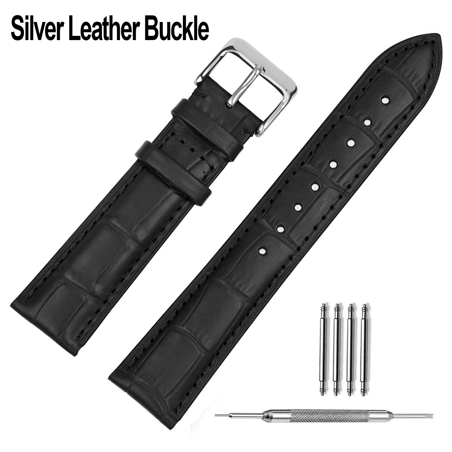 Simple Leather Watch 925 Sterling Silver Quartz Watch Diamond Stones Inlay