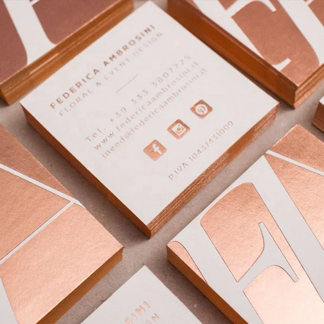 High quality Custom creative small batch custom logo rose gold foiling greeting/thank you/postcard/paper cards