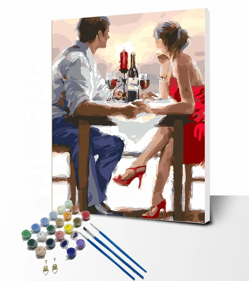 Paintido Impressionists Colorful Couple Lover Abstract Oil Painting Diy Paint By Numbers