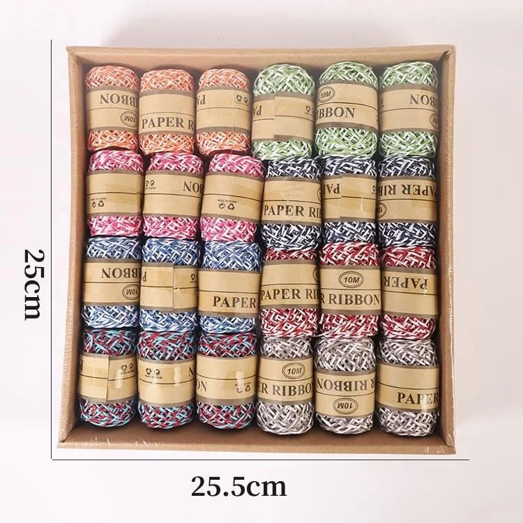 24 Rolls Raffia Stripes Paper String for DIY Making Twisted Paper Craft String/Cord/Rope