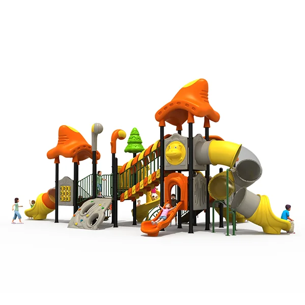 Customized Warm colors Design , Children educational  Equipment Plastic Outdoor Playground  with Multi functional slide