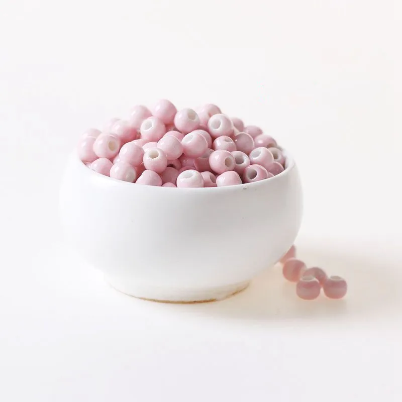 
6/8/10/12mm pink Ceramic beads wholesale jewelry loose beads  (62541132433)