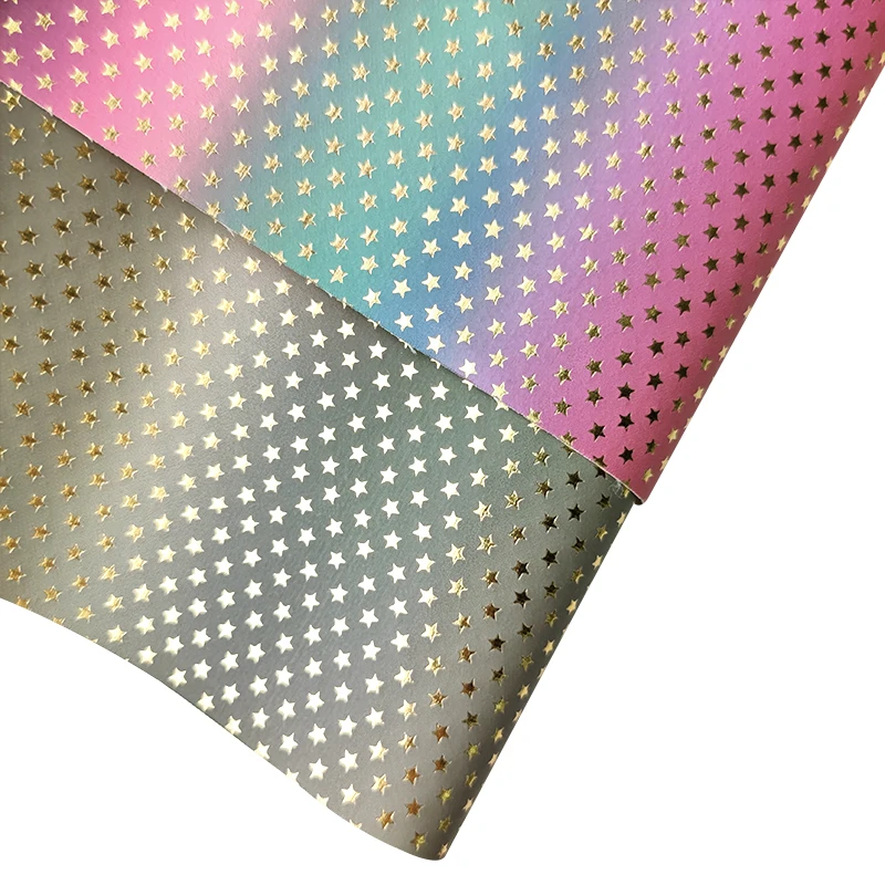 Thickness 0.4mm Star Printed Synthetic Faux Leather For Handmade Crafts Earrings Bag Sofa Decoration PU Synthetic Leather
