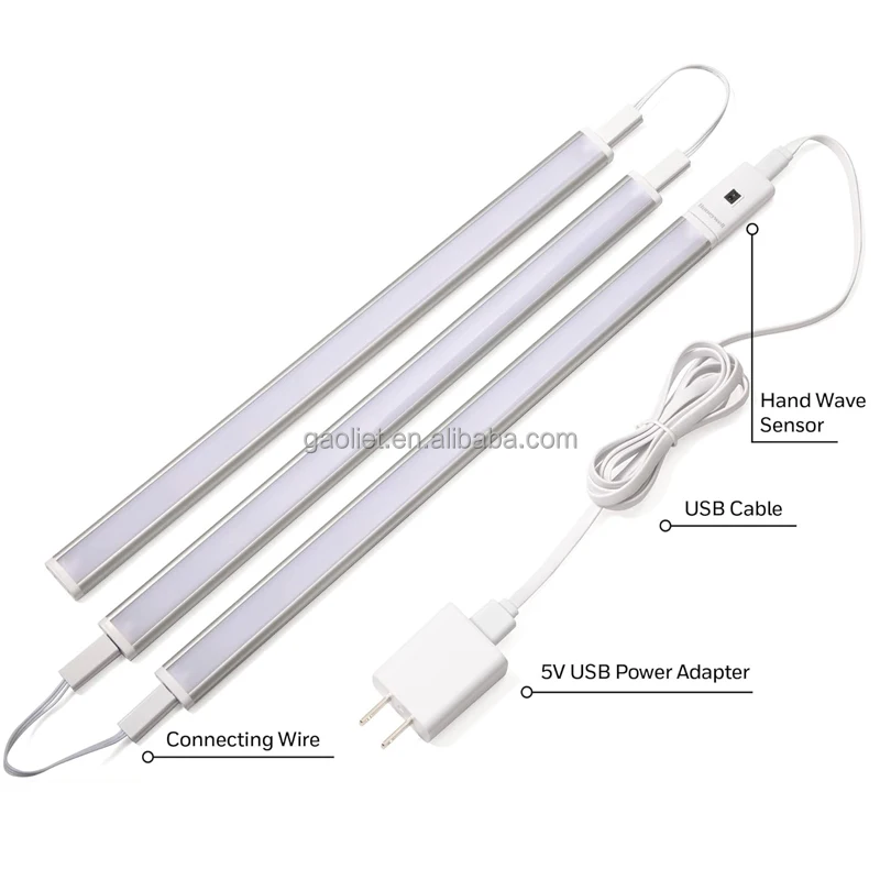 12-Inch LED Hand-Wave Sensor Kitchen Light Bars Connect with USB Dimmable Touch-Free Motion Sensor strip light