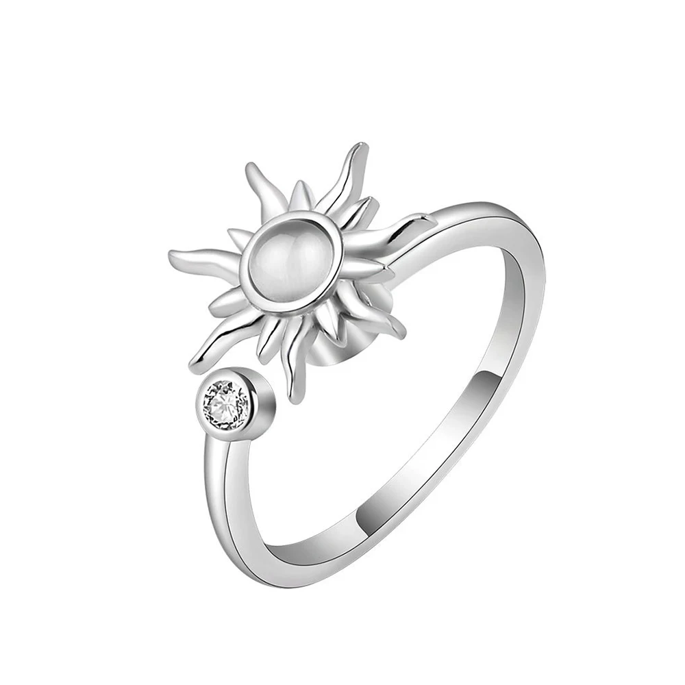 Fine Jewellery Fashion Silver Gold Copper Spinning Wreath Stress Relief Transport Ring Jewellery Rings