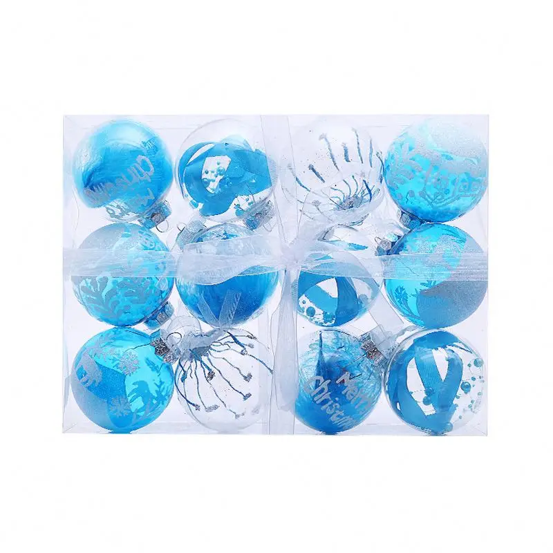 
Promotional 12 pcs in 1 pvc box Wholesale Christmas Activity 8CM PET Transparent Christmas Balls Gift Set xmas Ornament supplier 