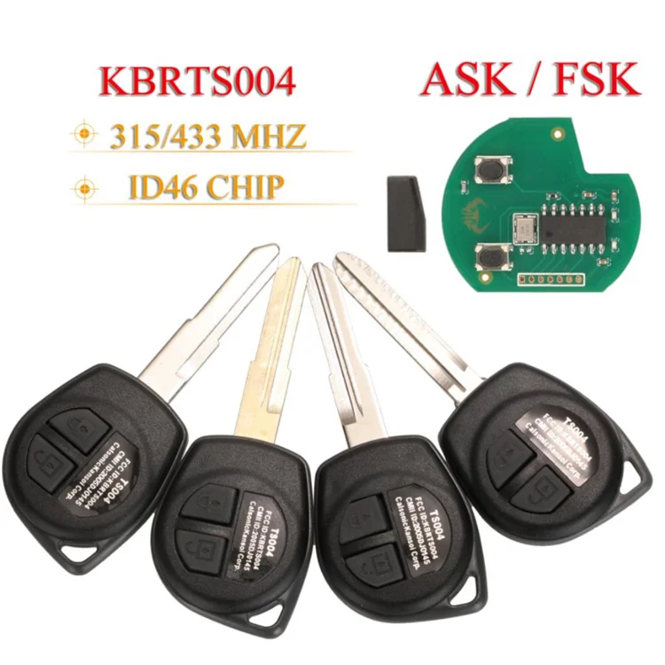 KBRTS004 315/433Mhz ASK/FSK ID46 Chip 2 Button Car Key Fob  For Suzuki Swift Sx4 Alto Vitara Ignis Jimny Splash Car Remote Key
