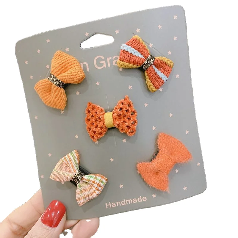 new arrival infants 5pcs mini hair clip set girls multi design bowknot barrette baby princess bobby pin
