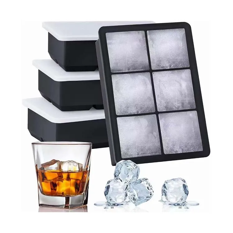 Square Ice Ball Cube Maker Mold Trays Round Ice Cream Mould Silicone Ice Cube Tray With Lid