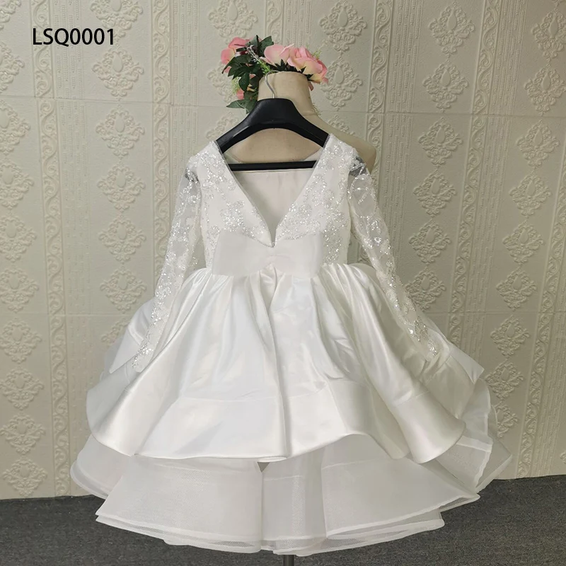 Jancдекабря Lsq0001 2022 оптовая продажа вечернее белое кружевное пушистое платье с длинным рукавом и вышивкой блестками для выпускного вечера свадьбы Цветочное