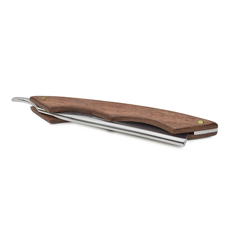 Straight Edge Razor Natural Wood Scale Sharp, High Hardness Carbon Steel Cutthroat Straight Edge Blade, Vintage Wood Handle