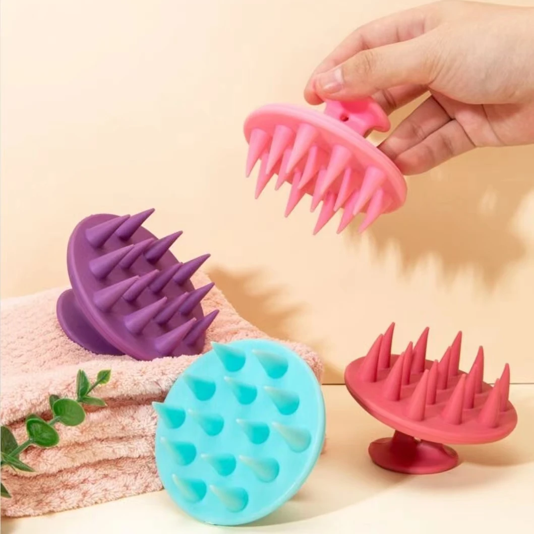 Four Color soft  TPR Material Clean Scalp Massage Scalp  Wash Hair Brush Massage Shampoo Brush