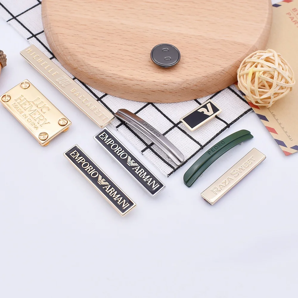 Garment Accessories Gold Custom Metal Logo Label Name Sewing Plate Tag for Clothing