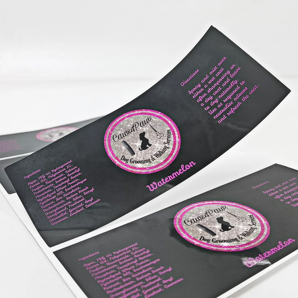 Cheap Self Adhesive Dog Logo Sticker Custom Waterproof Shower Gel Pet Supplies Private Cartoon Animals Pet Shop Label Stickers