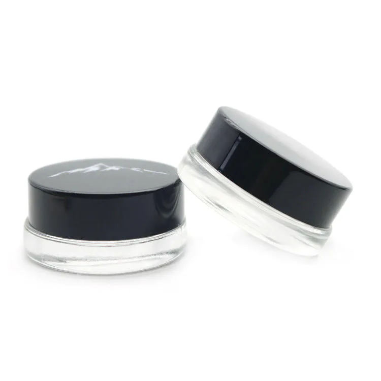 7ml Low Profile Thick Glass Containers with Black Lids - Concentrate Jars for Lip Balm, Wax, Cosmetics