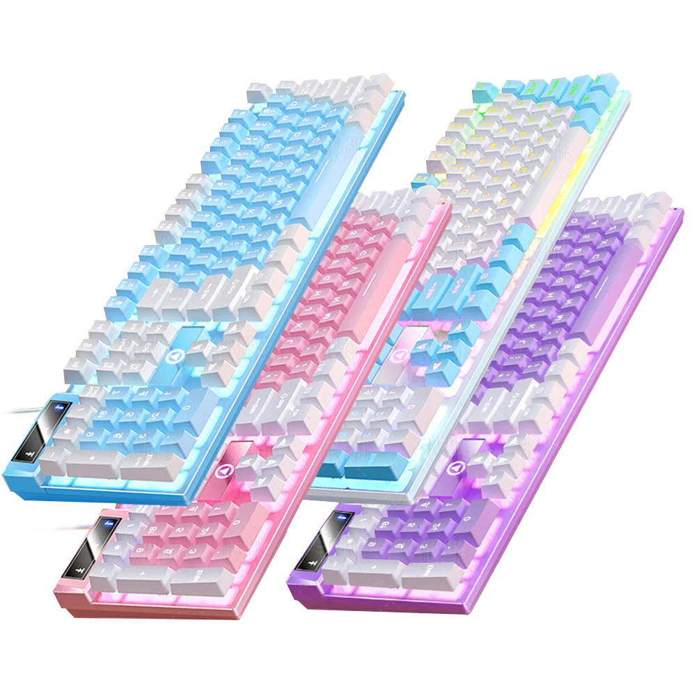 Hot Trend Mixed Color 104Key RGB Mechanical Feel Keyboard Gaming Cool Game Lights Effects Compatible USB Computer Keyboard