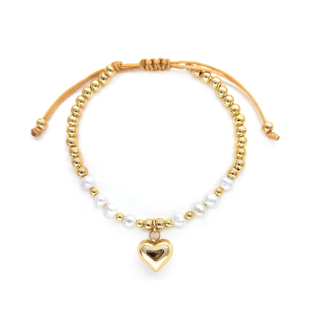 Bohemian Style Bracelets With heart For Baby Girl Women Branded Designer Customizable pearl Beaded Charm Elastic adjust Bracelet