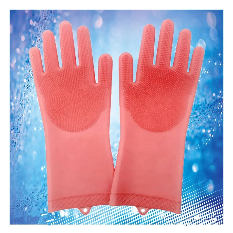 Ecofriendly Cleaning Gloves Silicone Dish Washing Gloves with Wash Scrubber
