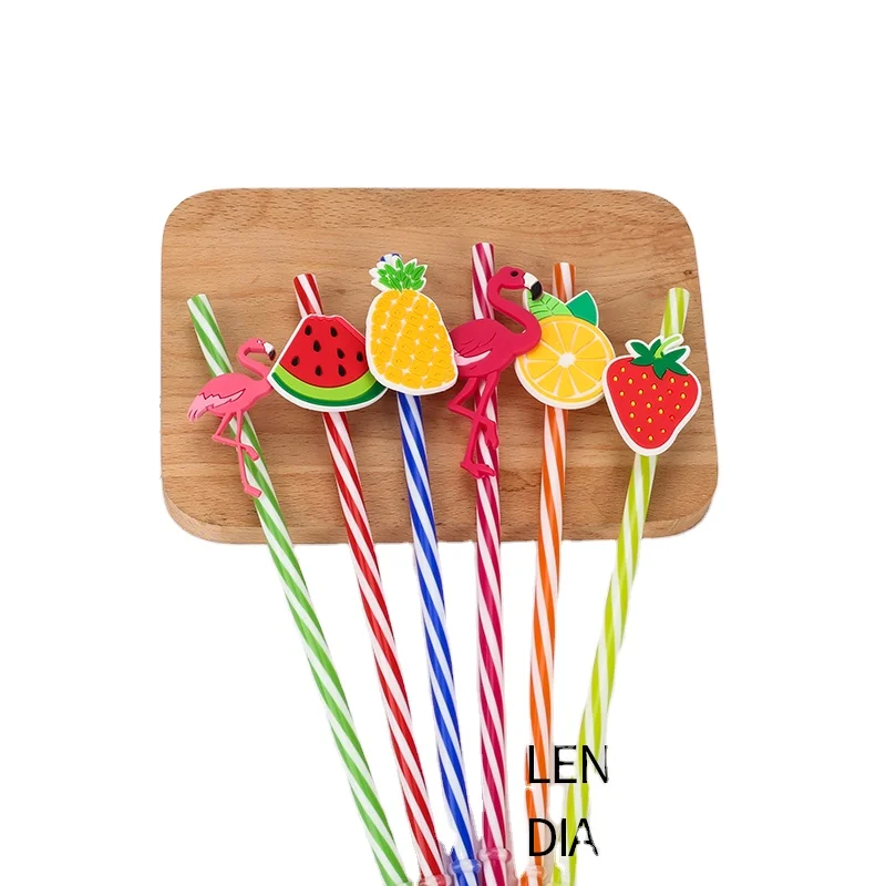 В форме фрукта смешные ПВХ таблетки пластиковые питьевые соломинки красочных спираль соломинки