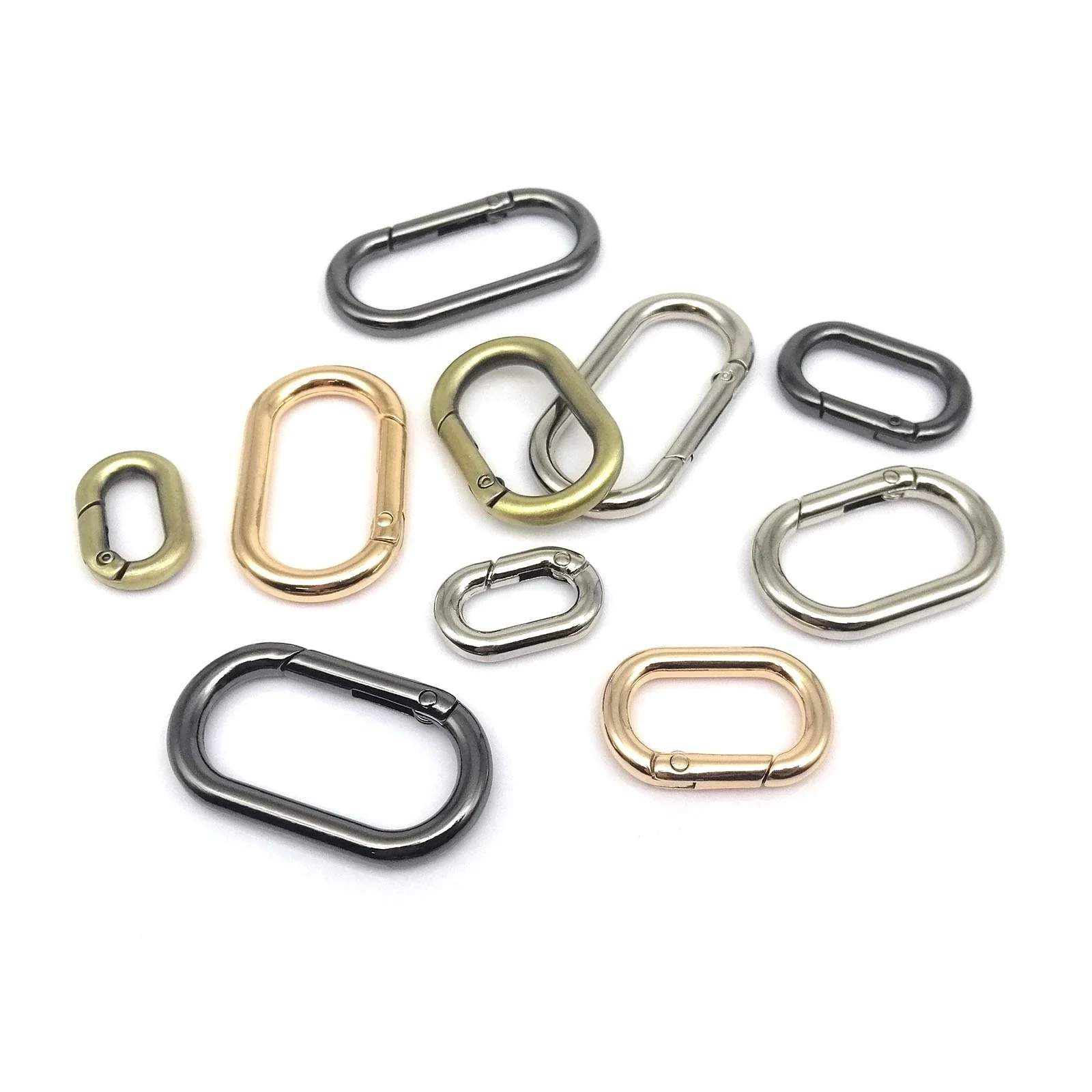 Oval Spring O Ring Openable Leather Bag Handbag Strap Buckle Connect Keyring Pendant Key Dog Chain Snap Clasp Clip Carabiner