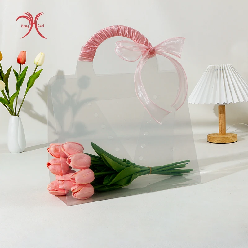 2023 Hot Selling New Transparent Handbag Flower Bag Holiday Gift Packaging Bag Bouquet Flower Lackaging Bag