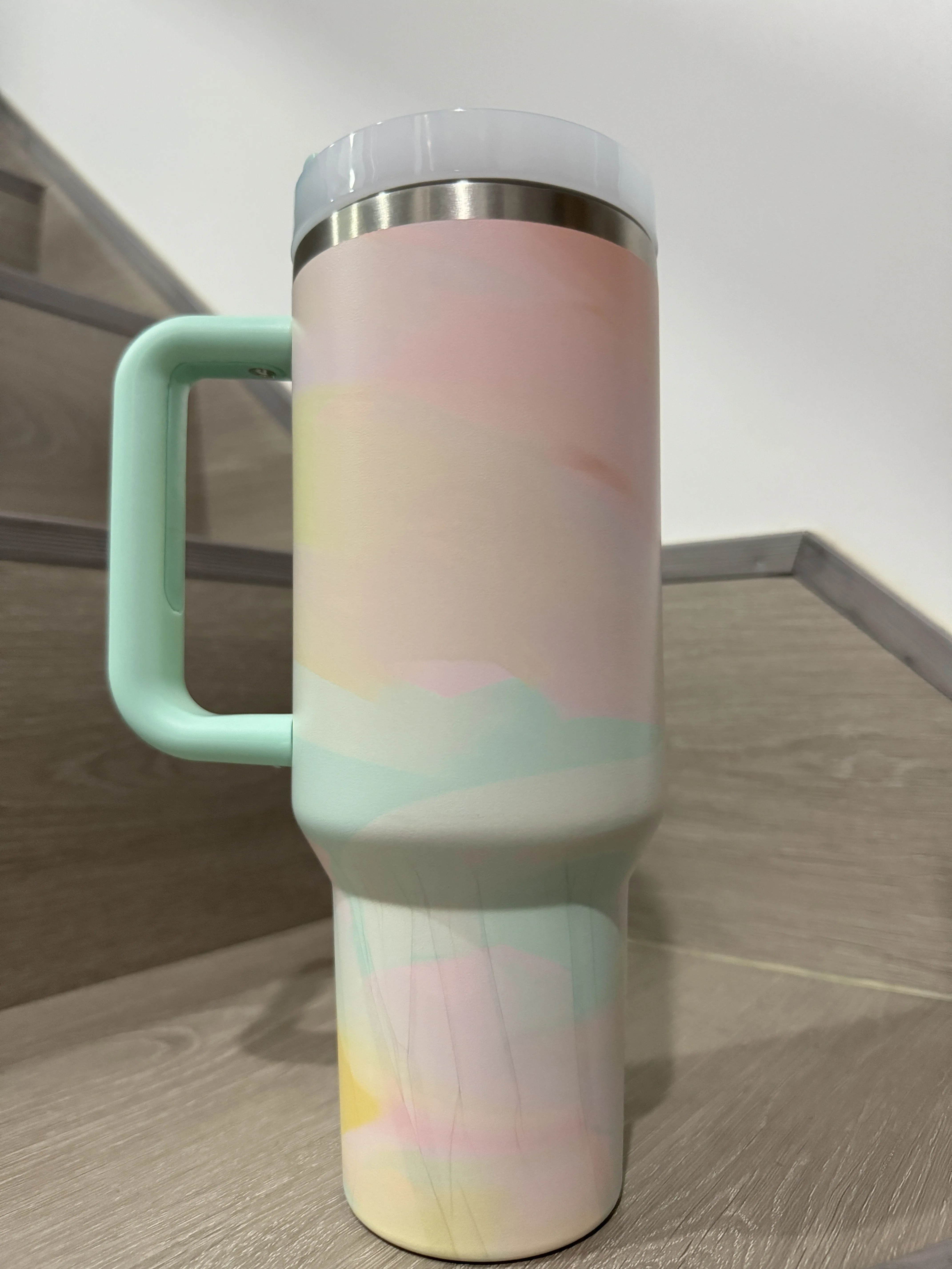 40oz car  second generation stainless steel handle water cup Car cold cup Large capacity straw ice bully