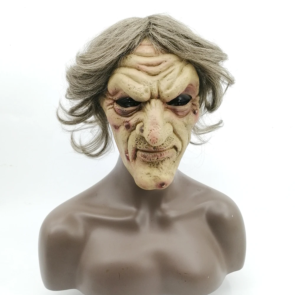 Halloween Old Woman Witch Mask Creepy Scray Green Witch Halloween Mask Witch Face Mask for Women Party Cosplay Costume