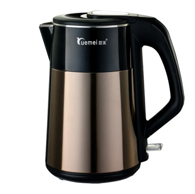 Yuemei cordless stainless steel yellow electric kettle electric kettle with push button etl multi function electric tea maker