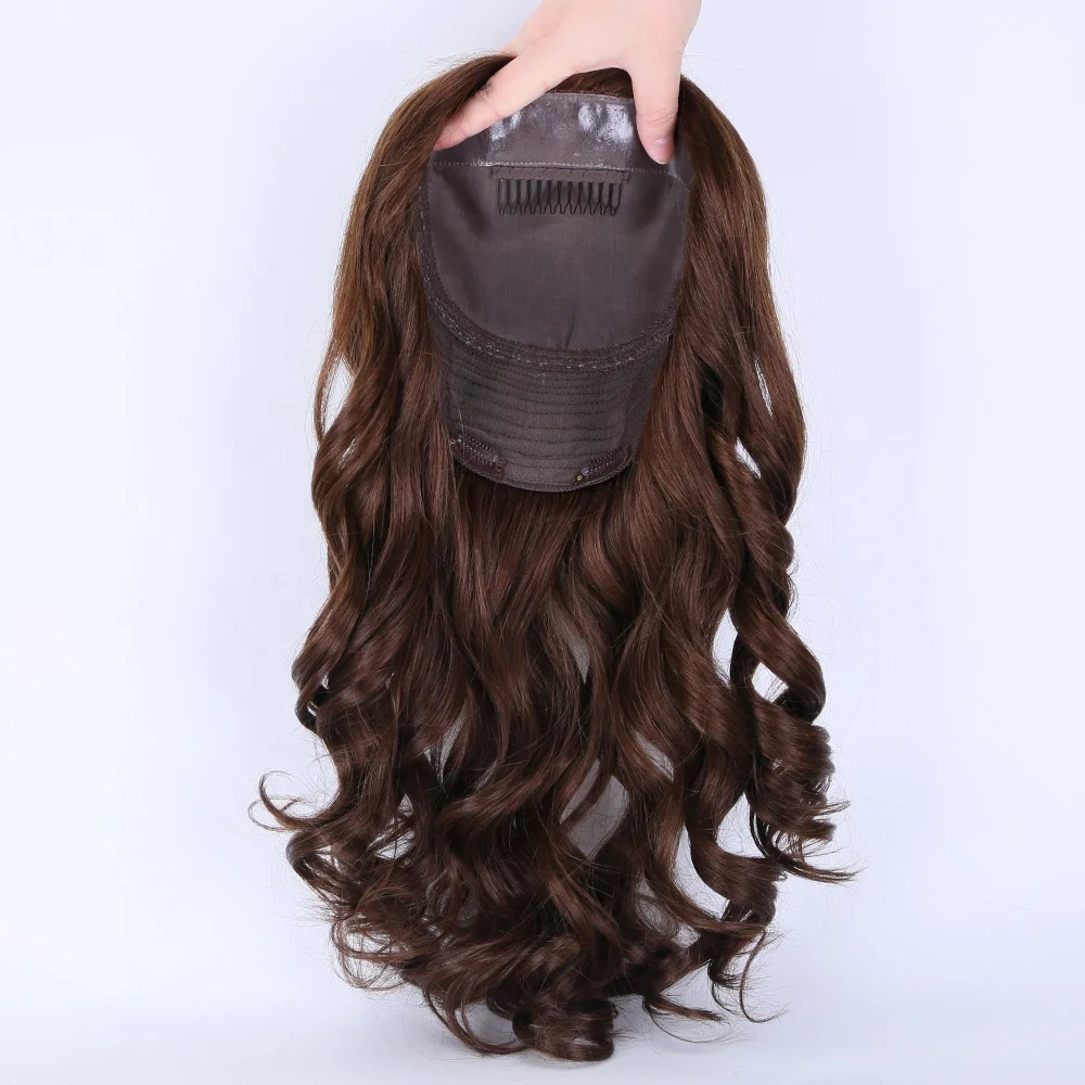 100% European Virgin Silk Top Human Hair Topper Wefted Topper Air Dries Straight 9x9 Silk Base Wig Women Toupee 18 Inches 4#