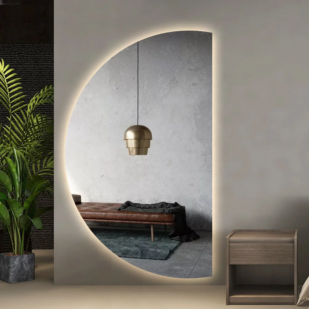 Half Circle Illuminated Decorative Wall Led Backlit Bathroom Mirrors with LED Lights