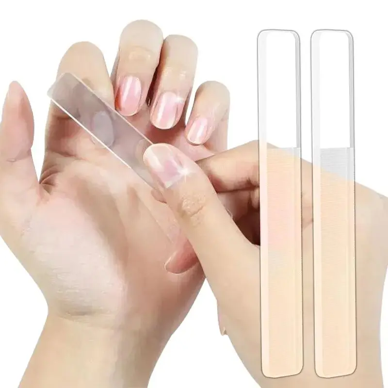 Beauty secrets natural nails tools gadget Clear customized Fingernail Files set reusable nano crystal glass nail files