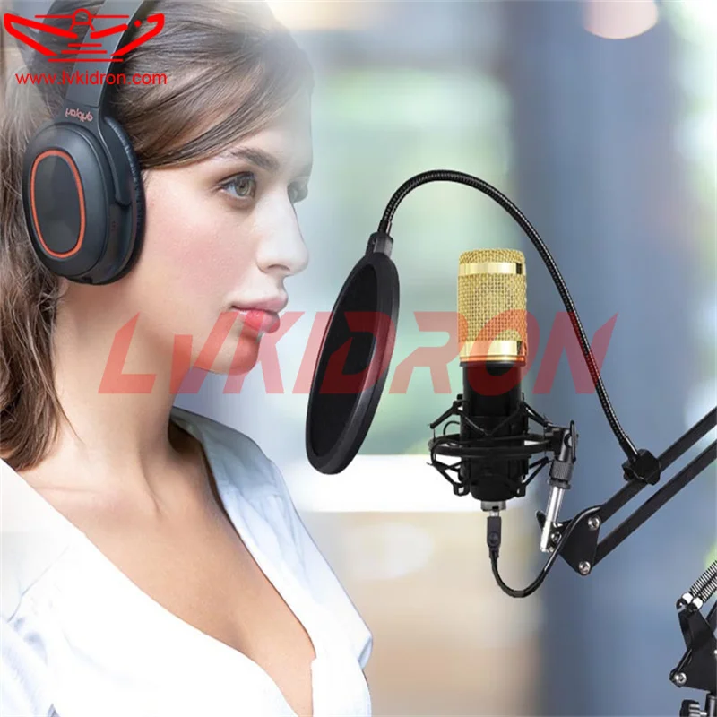 Live microphone stand set large diaphragm condenser microphone microphone voice network with goods K song