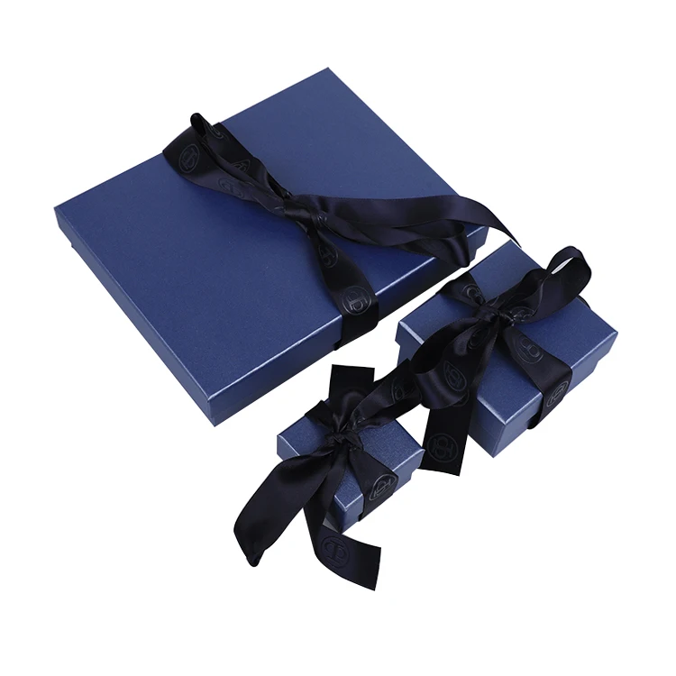 Luxury Custom Logo Small Paper Cardboard Packaging Jewelry Box with Ribbon
