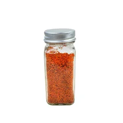 Glass Spice Jars Bottles 100ml Empty Square Spice Containers with Shaker Lids and Airtight Metal