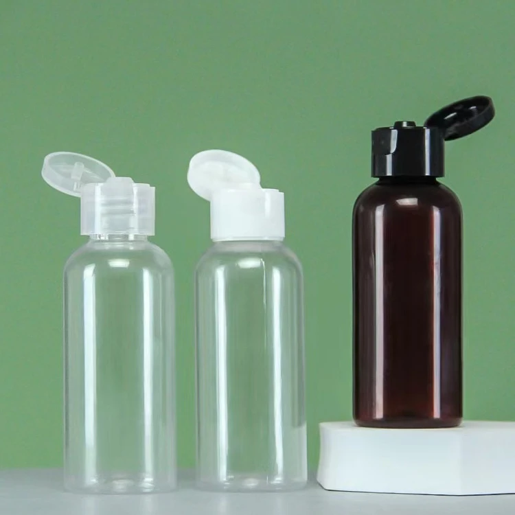 Прозрачный пластиковый флакон для лосьона с откидной крышкой