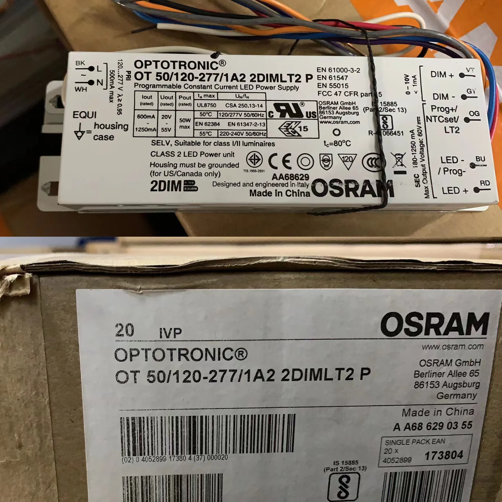 Osram светодиодный драйвер от 50/120-277/1A2 2DIMLT2 P6 IP64 0-10 В AstroDIM постоянный ток светодиодные драйверы