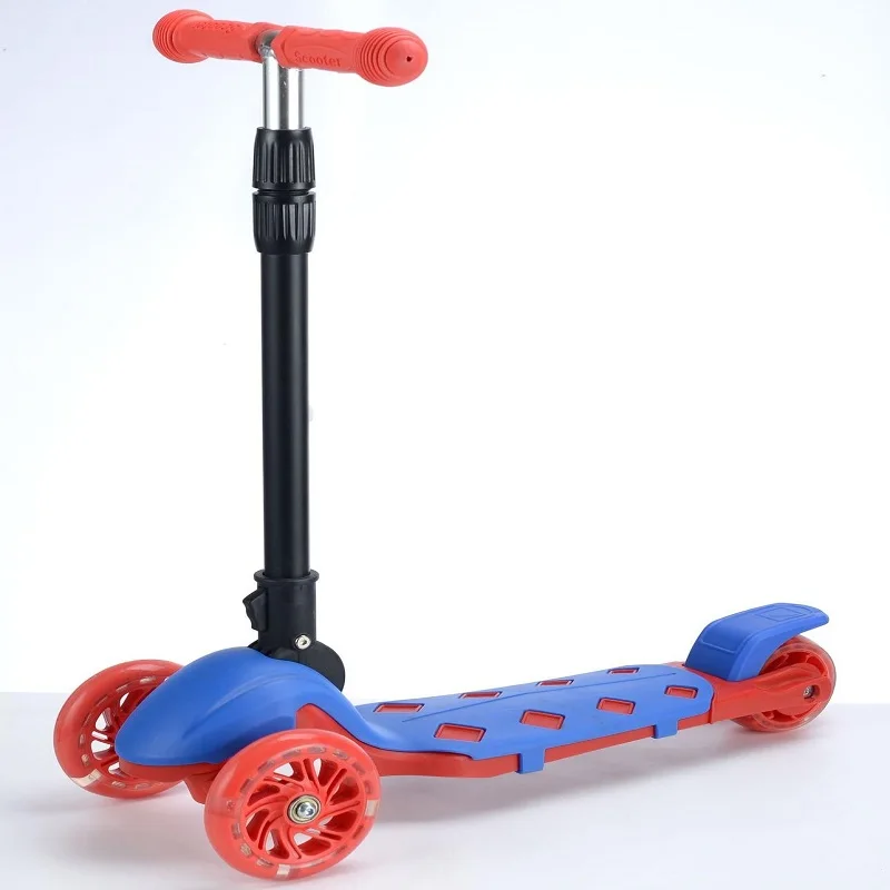 Blue and red folding yo-yo car for girls and boys, pedal scooter, three-wheeled scooter designed for children over 2 years old