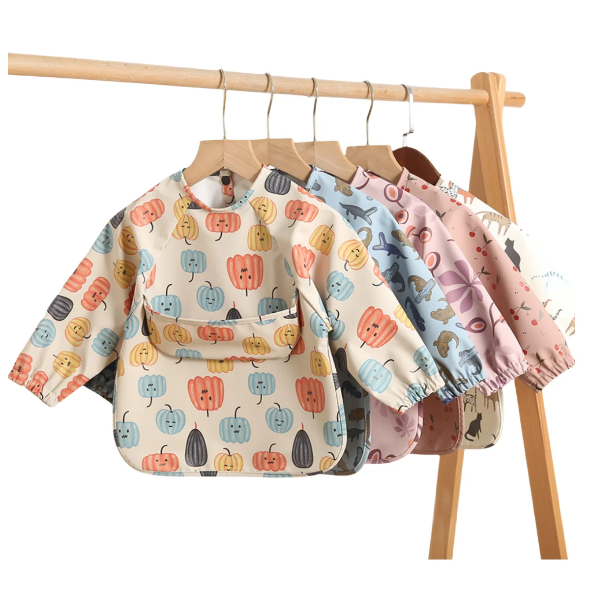 Europe Style Waterproof Infant Toddler Apron Bib Soft Long Sleeve Baby Bibs Baby Eating Apron