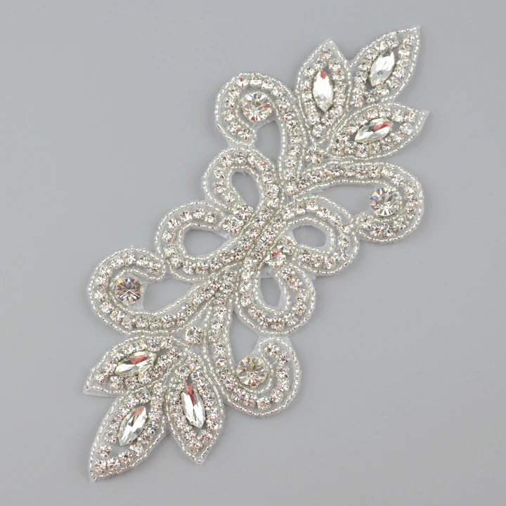 New fashion rhinestone iron on glitter patches WRA-838