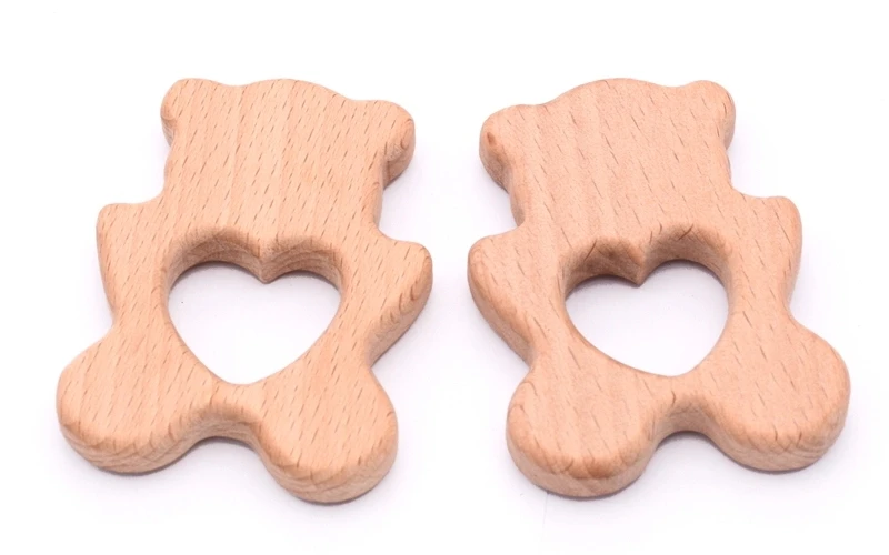 Оптовая продажа заказной бук деревянный Прорезыватель для зубов для детей цепной Прорезыватель