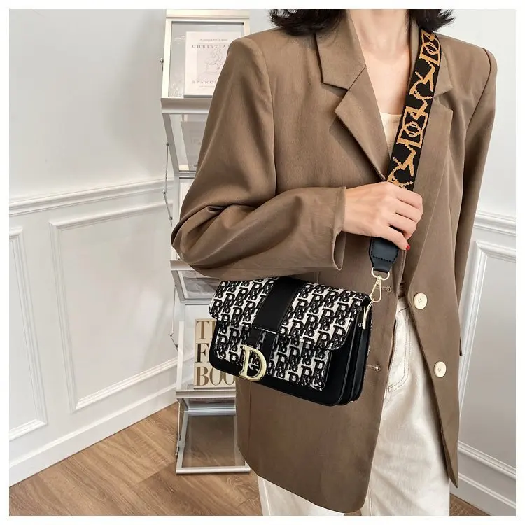 Newest ladies Designer Letter Wide Shoulder Strap Purse bolsos de mano bolsa feminina luxury famous brand name handbag for women