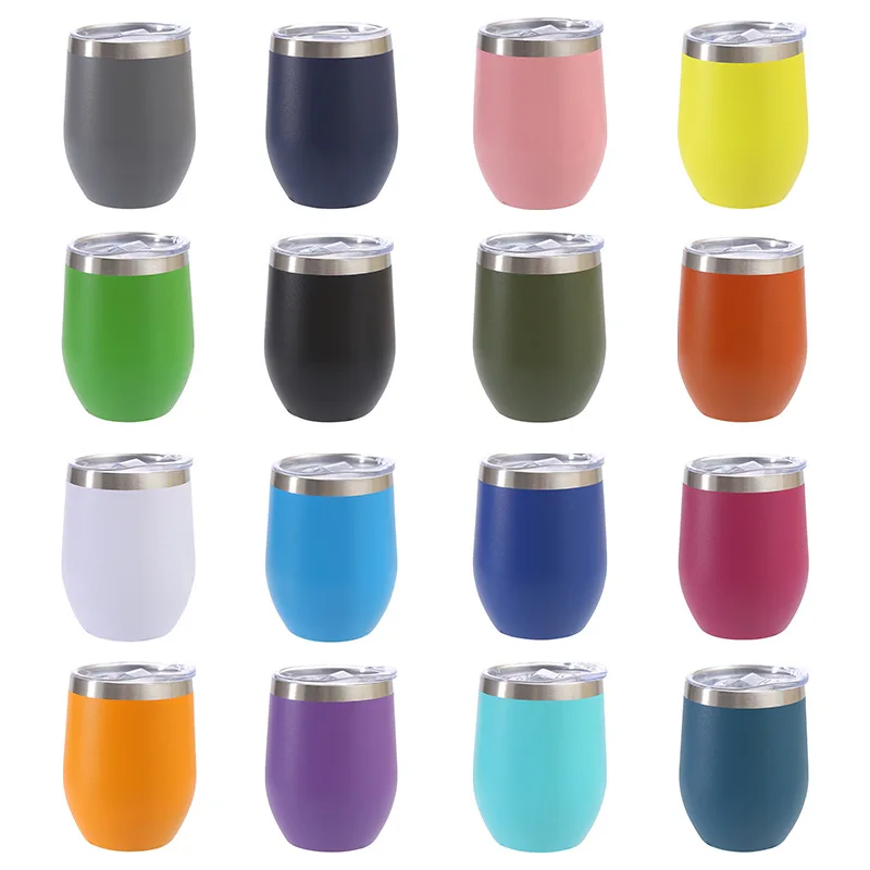 Sublimation 12 oz Powder Coated Wine Tumbler Double Wall Vacuum Stainless Steel Sublimation Wine Tumbler Blanks