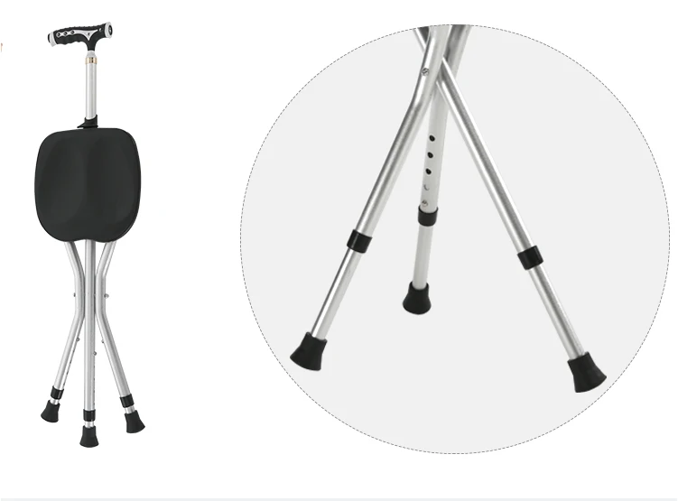Hold 440 lbs Folding Canes with Seat Walking Stick Height Adjustment Cane Seat Capacity Frosted Handle Crutches Stool