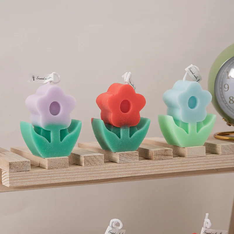Hot Selling New Creative Two-color Flowers Scented Candles Home Decoration Birthday Wedding Gifts